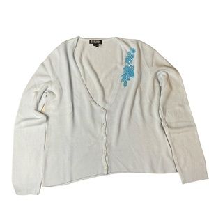 New York & Company Light Blue Cardigan With Sequin Detail Medium
